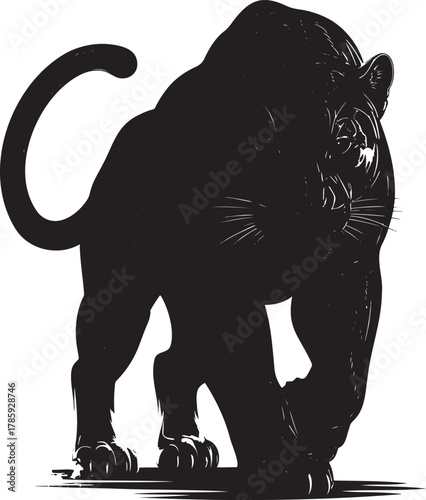 Black Panther Prowling – Stylized Vector Illustration of Stealth and Power 