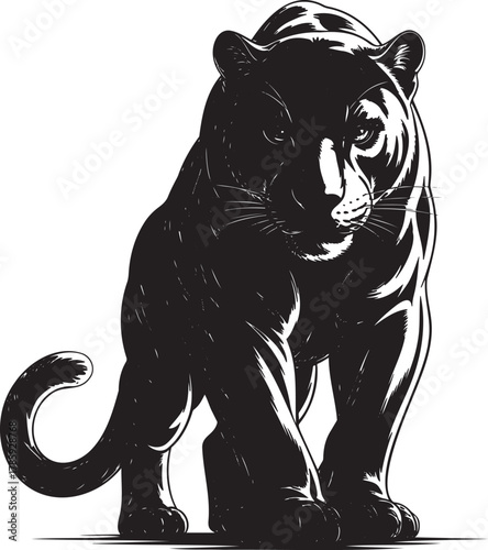 Black Panther Prowling – Stylized Vector Illustration of Stealth and Power 
