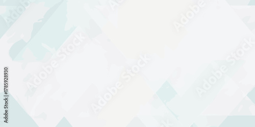 A soft geometric design features shades of white, pale blue, and light gray in a layered triangle pattern, creating a tranquil and modern abstract background