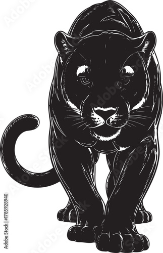 Black Panther Prowling – Stylized Vector Illustration of Stealth and Power 