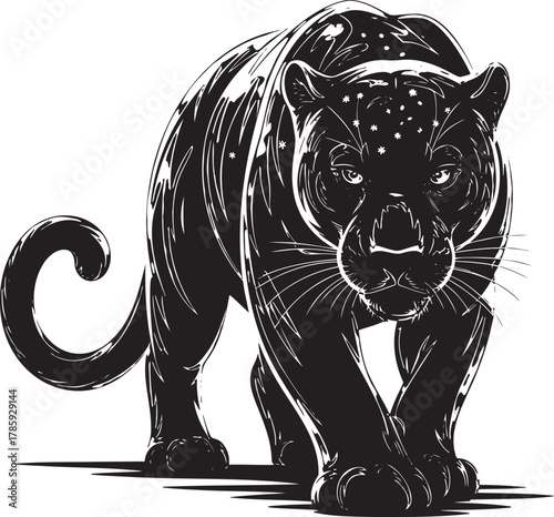 Black Panther Prowling – Stylized Vector Illustration of Stealth and Power 