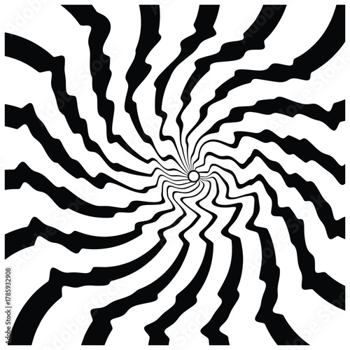 Dynamic Optical Illusion Abstract Vortex Swirl Art Black and White Pattern Hypnotic Graphic Design Retro Style Modern