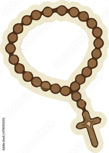 Vintage Rosary Bead Illustration Spiritual Accessory Design