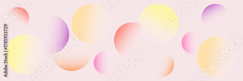 Abstract banner with gradient circles on delicate background. Background with geometric shapes. Abstract background with circular gradients. Perfect design for cover, flyer, banner, advertisement