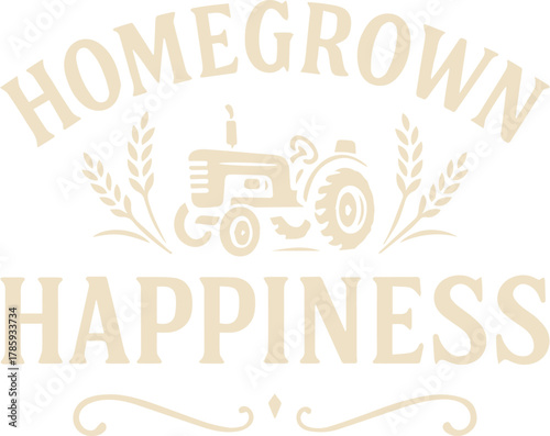 Homegrown happiness logo with tractor