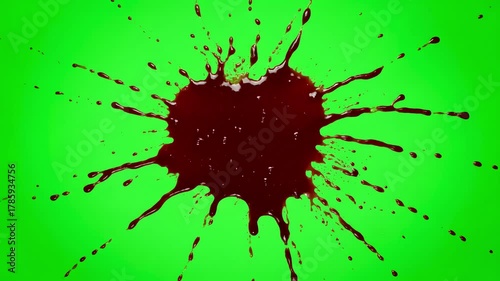 Wallpaper Mural Green Screen blood splatter on a scene 4 with distortion, overlay, glitch, static noise, scan lines black background, 4k animated video loop Torontodigital.ca