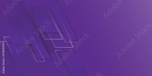 Abstract purple background features geometric shapes, subtle shadows, and clean white lines offering a modern, minimalist aesthetic perfect for versatile graphic use