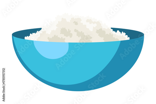 Sour milk cheese. Sour cream or yogurt in bowl isolated on white background. Vector cartoon flat illustration