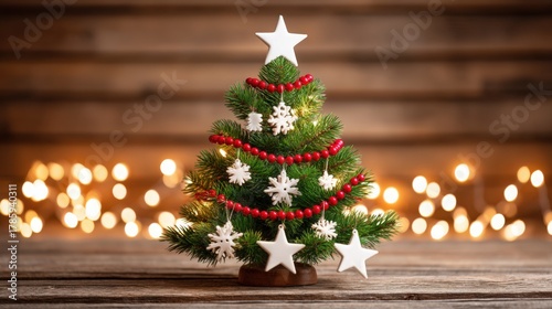 Festive Mini Christmas Tree with Holiday Decorations and Lights