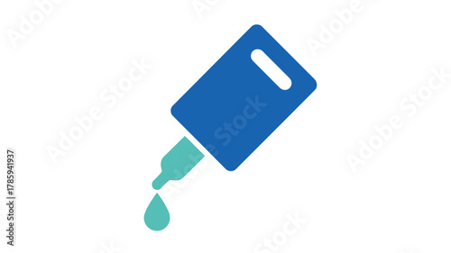 Blue Oil Bottle Icon with Single Droplet for Car Maintenance and Lubrication Illustration
