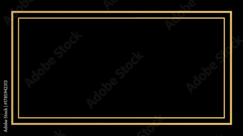 Elegant golden rectangular border frame on solid black background.