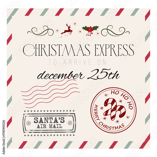 New years letter envelope with stamps letter accessories postmarks christmas illustration  vector	