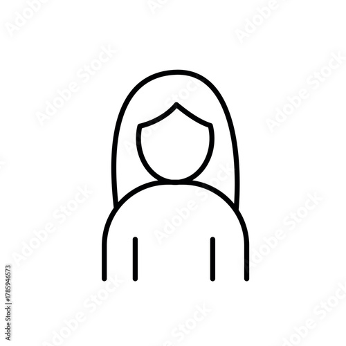 A line icon of a female avatar with long straight hair, representing gender diversity and user identity
