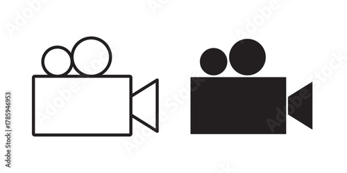 Camera Video Icon.  sign and symbol. movie sign. cinema. Vector illustration with stroke and fill on a white background.