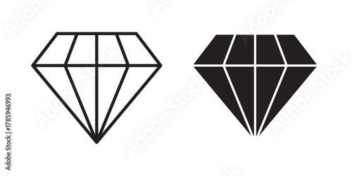 Diamond Icon .Vector illustration with stroke and fill on a white background.