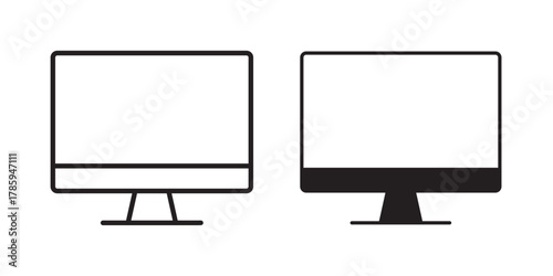 Monitor Icon. Vector illustration with stroke and fill on a white background.