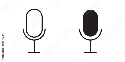 Microphone Icon. Vector illustration with stroke and fill on a white background.
