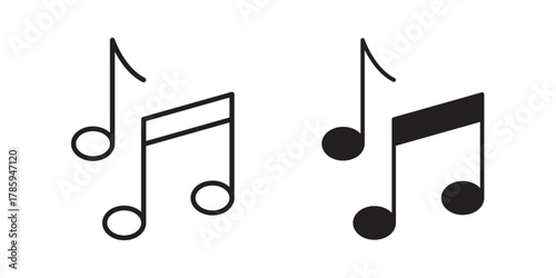 Music Note Icon. Vector illustration with stroke and fill on a white background.