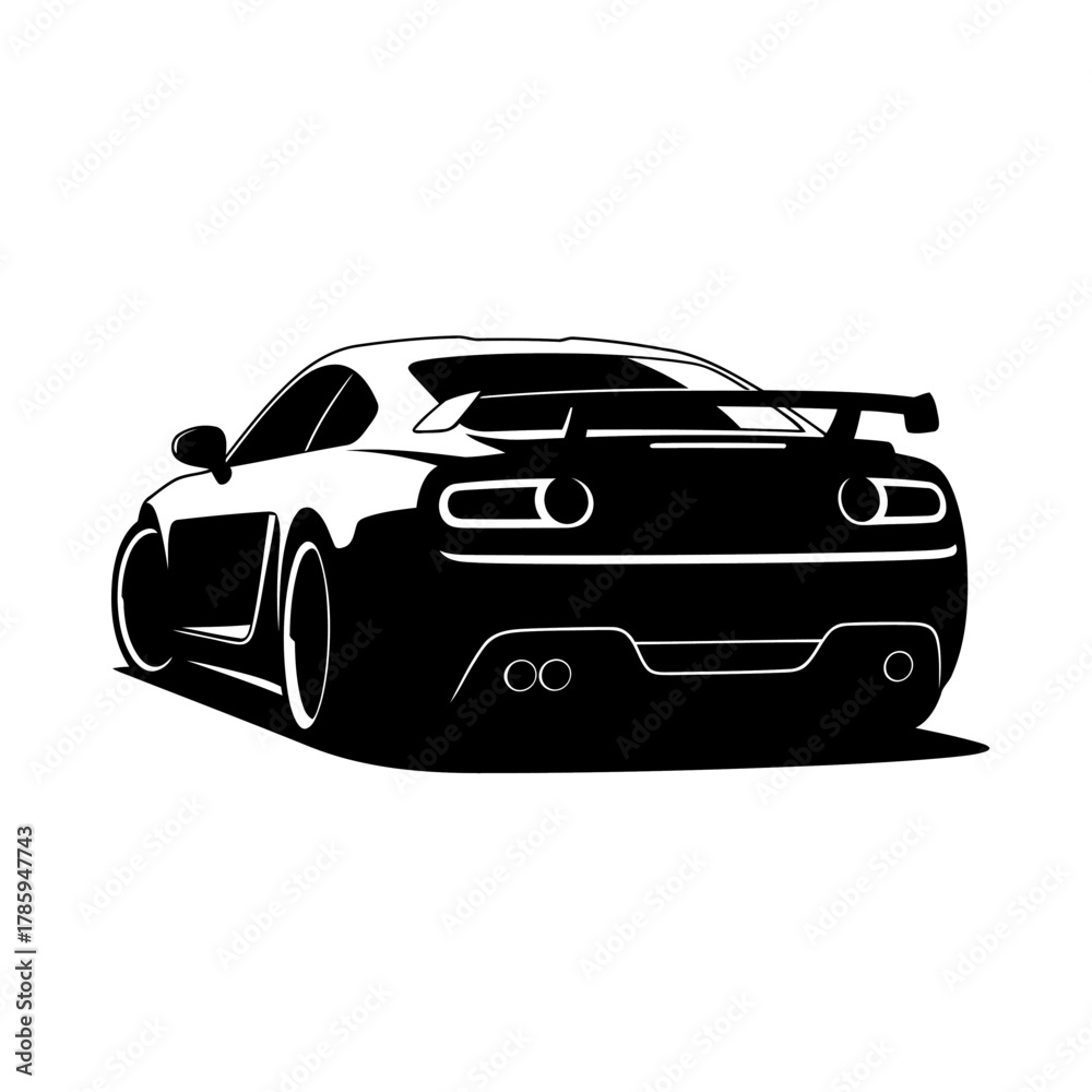 Fototapeta premium Sporty Car Rear View Silhouette