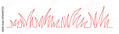 Minimalist Red Line Art of Grass Blades on a White Background