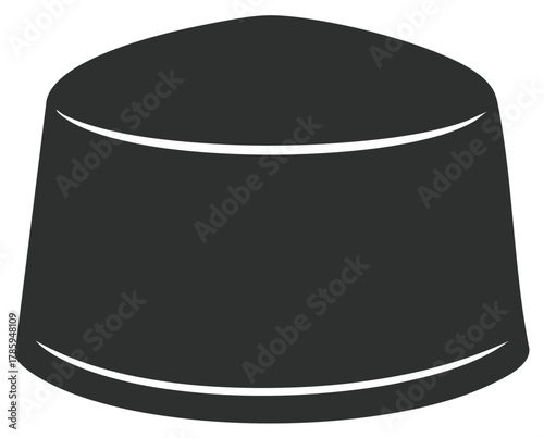 Dark Rounded Hat Silhouette Illustration Cylindrical Brimless Cap Fashion Wear Item