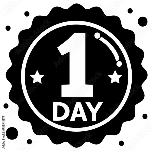 One Day Offer Badge, Countdown, Promotion, Advertising, Sales, Black and White