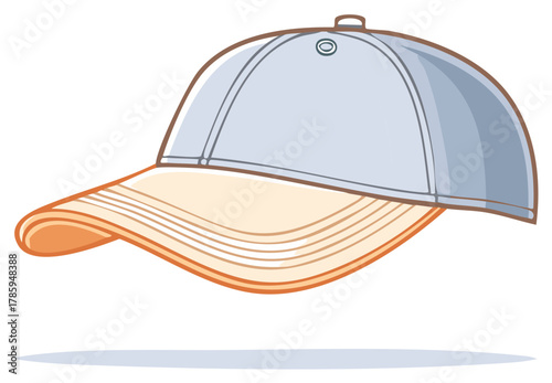 Graphic Baseball Cap with Light Blue Crown and Orange Brim