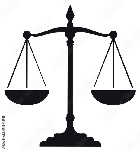 Classic balance scale silhouette representing justice equality and precise measurement