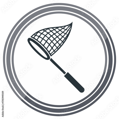 Butterfly Net Icon Inside a Circular Emblem