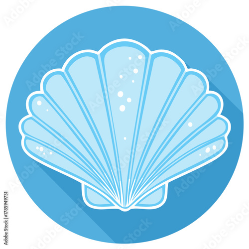 Stylized Scallop Shell Design Element Ocean Blue Icon