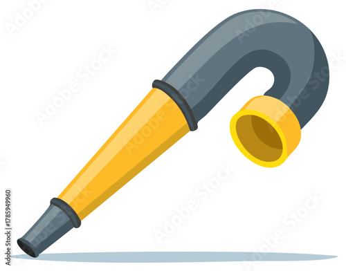 Yellow party horn noisemaker vector illustration for celebration events