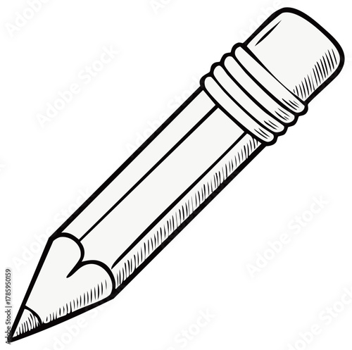 Illustration of a graphite pencil with an eraser on a white background