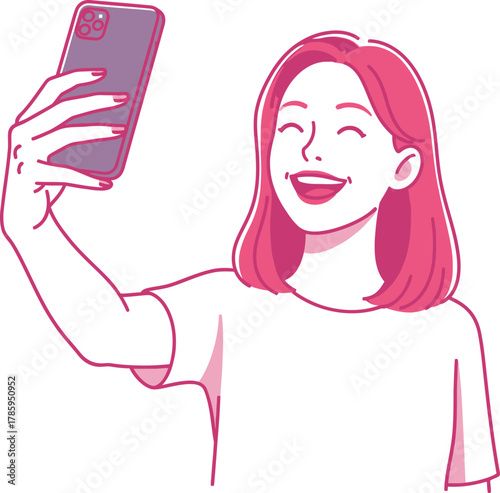 Woman taking a selfie with her smartphone concept for social media, communication, and selfexpression