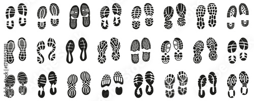 Photos Footprints human shoes icon collection