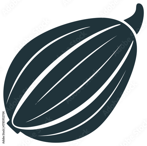 Isolated Cardamom Pod Silhouette Depicting Spices and Culinary Flavors for Design Projects