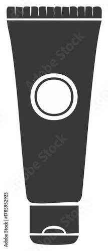 Minimalist grayscale squeeze tube icon with blank label for cosmetic or cream product