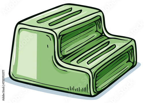 Green Two Step Stool Cartoon Illustration for Children or Toddlers. Step stool illustration.