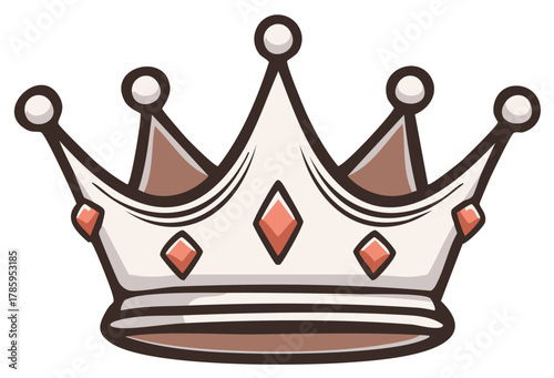 Cartoon royal crown vector with elegant jewels symbolizing king queen power leadership and success