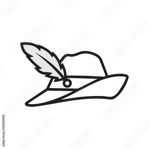 Traditional german bavarian hat with feather isolated on white background