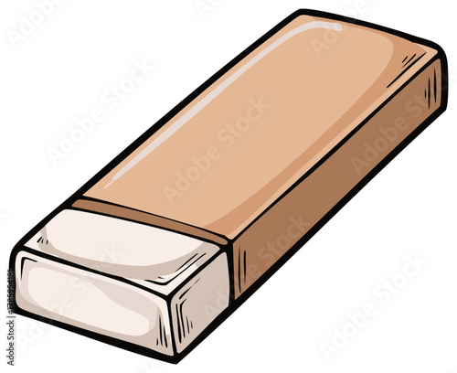 A single rectangular eraser with a brown sleeve and white rubber, illustrated in a sketch style.