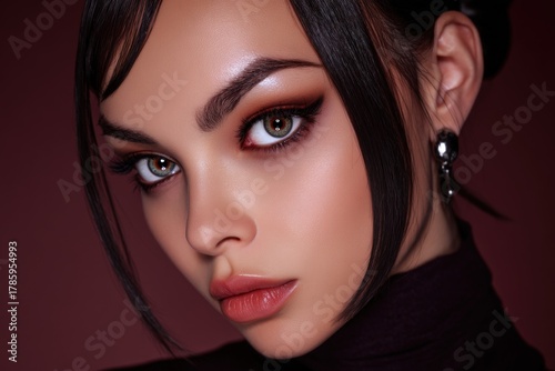 Woman with striking makeup,...