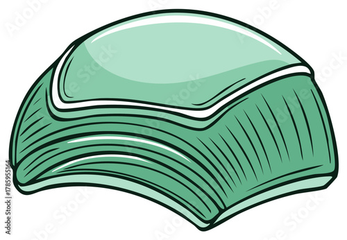Illustration of green protective medical cap used during surgery or other medical procedures, promoting hygiene and preventing contamination
