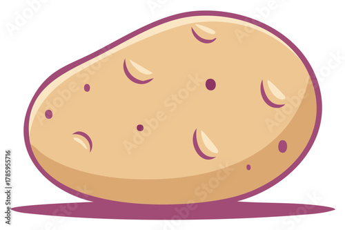 Cartoon illustration of a potato with a shadow.