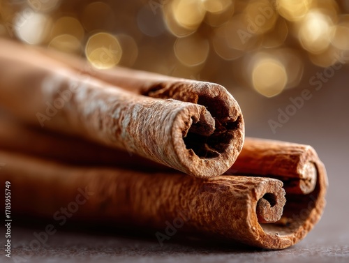 Close-up of three cinnamon ...
