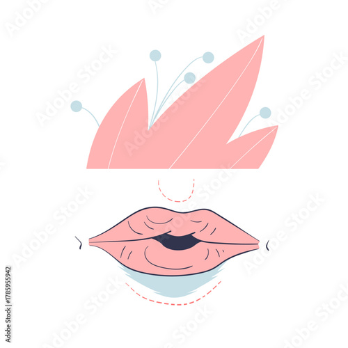 Plastic Surgery with Lips Body Part Correction in Aesthetic Beauty Clinic Vector Illustration