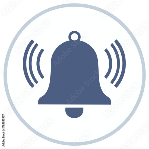 Ringing Bell Icon Symbol with Sound Waves and Notification Alert