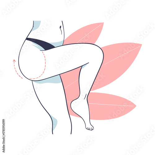 Plastic Surgery with Thigh Body Part Correction in Aesthetic Beauty Clinic Vector Illustration