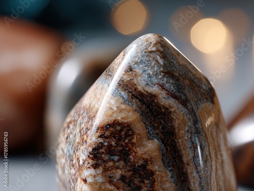 Polished multicolored stone...