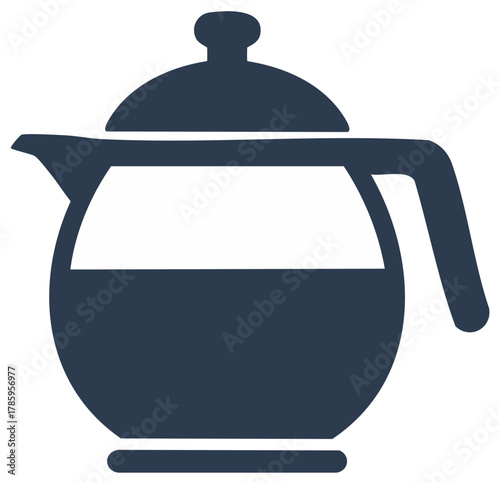 Silhouette of a teapot with lid and liquid level inside illustration