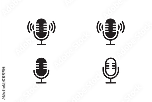 Podcast and radio microphone icons representing voice and communication design